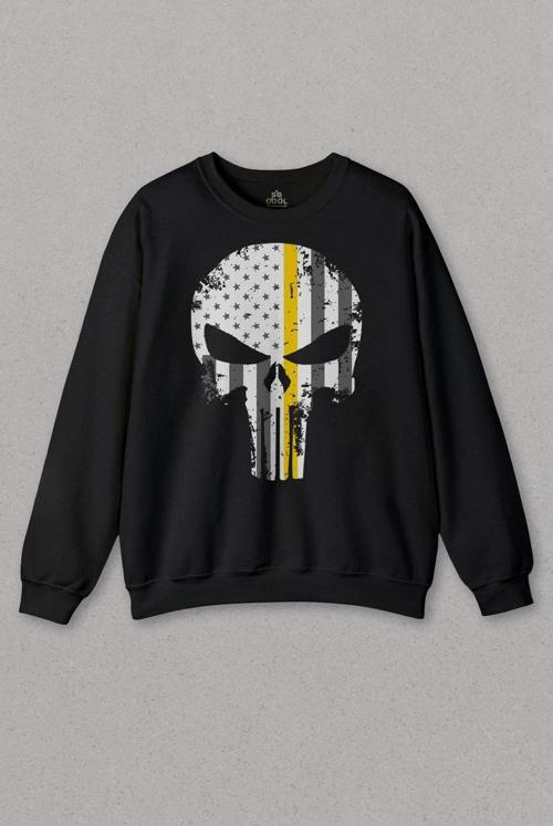 Siyah Sweatshirt The Crazy Punisher Cezalandırıcı Frank Castle Baskılı Unisex Sweat PSW01S-1580