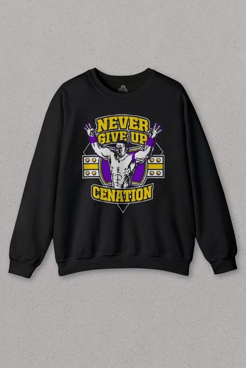 Unisex Sweatshirt John Cena You Me Never Give Up Cenation Asla Pes Etme Baskılı Sweat PSW01S-1387