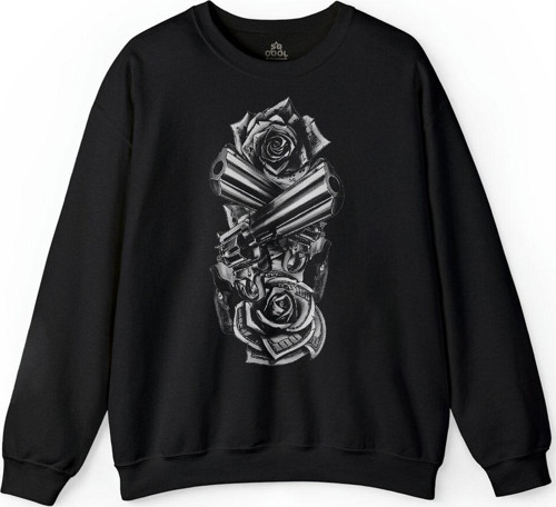 Smith Wesson Revolver Gungs Tabanca Gül Beyaz Baskılı Sweatshirt
