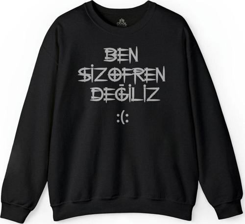 Ben Şizofren Değiliz İlüzyon İllusion Esprili Baskılı Sweatshirt