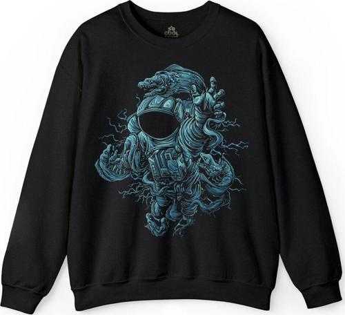 Uzay Astronot Cosmos Ay Dünya Gezegen Galaksi Baskılı Sweatshirt