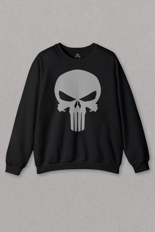 Siyah Sweatshirt The Crazy Punisher Cezalandırıcı Frank Castle Baskılı Unisex Sweat PSW01S-1578