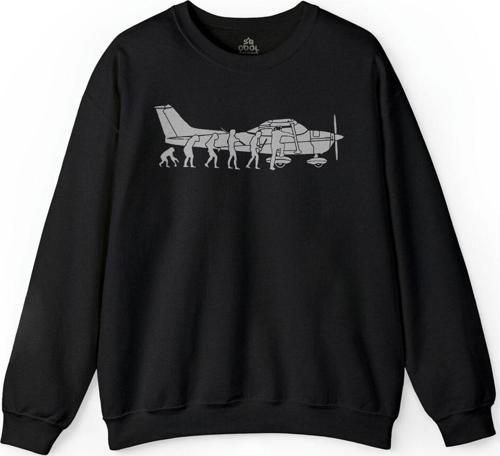 İnsan Maymun Evrim Cessna Uçak Tayyare Baskılı Sweatshirt