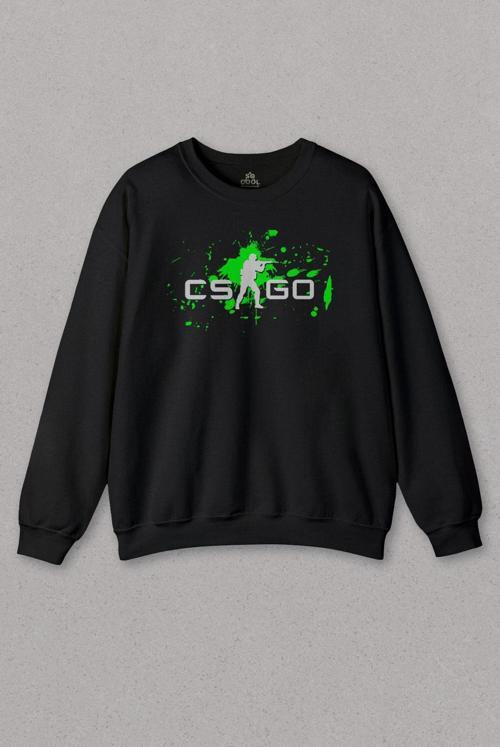 Unisex Siyah Sweatshirt Gamer Oyun Cs Go Csgo Counter Strike Global Offensive Baskılı Sweat