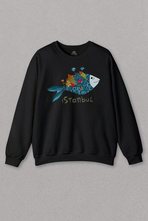 Unisex Sweatshirt İstanbul Galata Konstantinopolis Osmanlı Baskılı Sweat