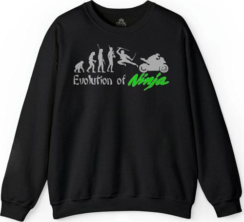Evolution Of Ninja Motosiklet Evrimi Motocycle Baskılı Sweatshirt