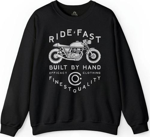 Ride Fast Notorcycles Built By Hand Clothing Baskılı Sweatshirt