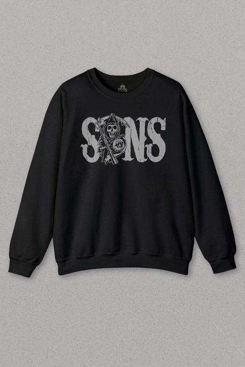 Unisex Siyah Sweatshirt Sons Of Anarchy Redwood Original Baskılı Sweat
