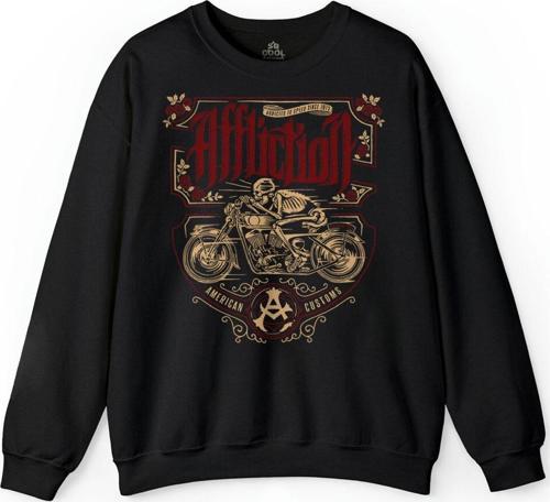Death Rider Affliction Ölüm Sürücüsü Motosiklet Baskılı Sweatshirt