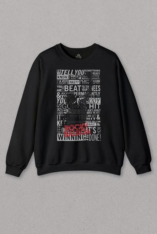 Siyah Sweatshirt Boks Boxing Rambo Rocky Balboa Sylvester Stallone Baskılı Unisex Sweat
