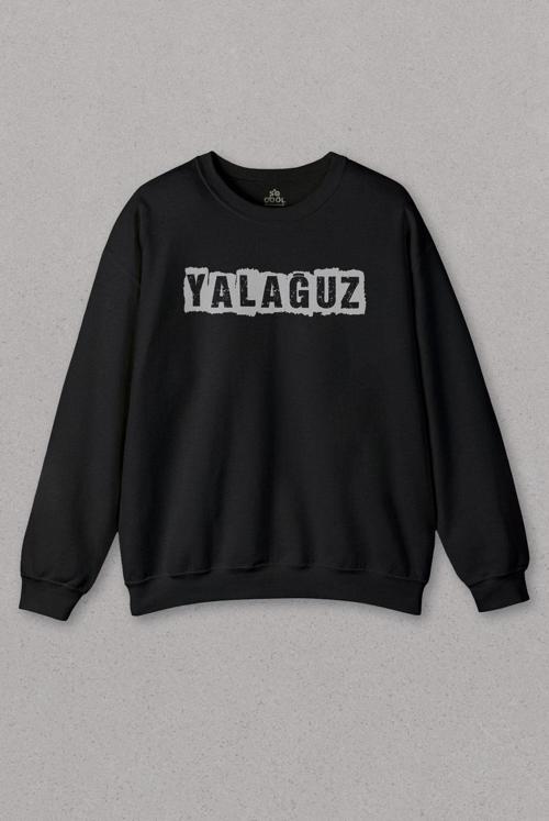 Unisex Siyah Sweatshirt Yalağuz Yalnız Adam Trabzon Rize Karadeniz Baskılı Sweat