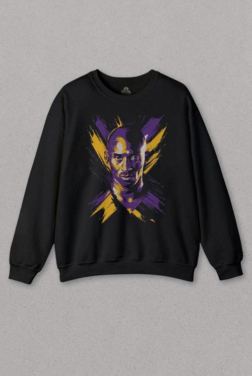 Siyah Sweatshirt Kobe Bryant Stibel Black Mamba  Basketbol Baskılı Unisex Sweat PSW01S-1435