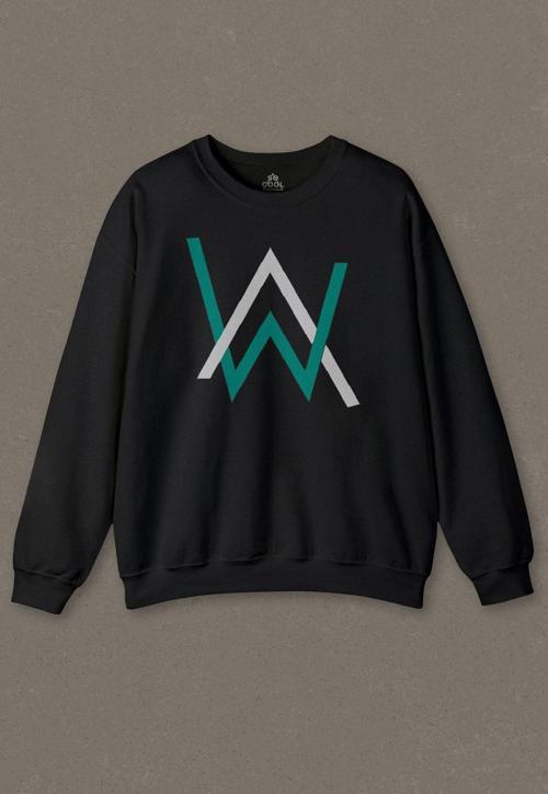 Siyah Sweatshirt Alan Walker Electro House Music Müzik DJ Dans Baskılı Unisex Sweat