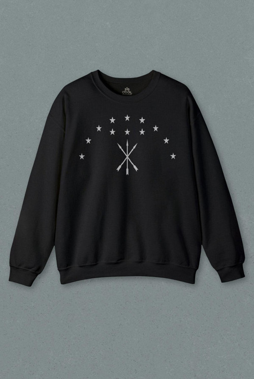 Unisex Siyah Sweatshirt Adige Çerkes Bayrağı Adygea Circassian Flag Baskılı Sweat