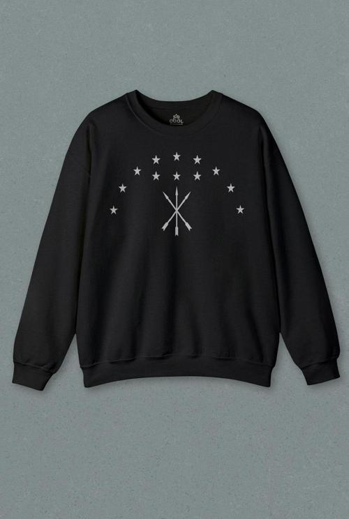 Unisex Siyah Sweatshirt Adige Çerkes Bayrağı Adygea Circassian Flag Baskılı Sweat