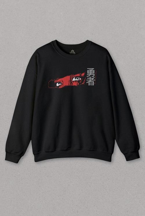 Unisex Sweatshirt Anime Eyes Japanese Göz Japonca Urban Street Baskılı Sweat