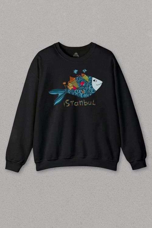 Unisex Sweatshirt İstanbul Galata Konstantinopolis Osmanlı Baskılı Sweat