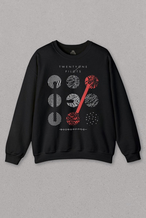 Unisex Siyah Sweatshirt Music Twenty One Pilots Stressed Baskılı Sweat