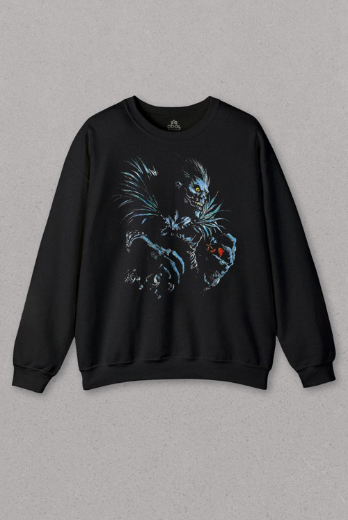 Unisex Sweatshirt Death Note Nighmare Canavar Silüeti Dizi Anime Baskılı Sweat