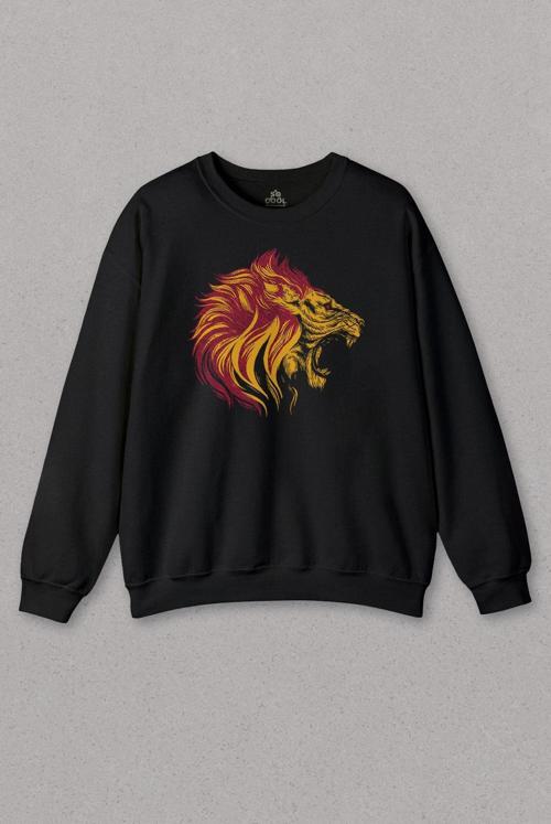 Unisex Sweatshirt Aslan Lion Head Champion Şampiyon Kral King Galata Baskılı Sweat