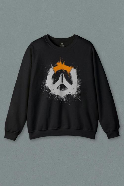 Unisex Siyah Sweatshirt Oyuncu Gamer Overwatch Over Watc Game Baskılı Sweat
