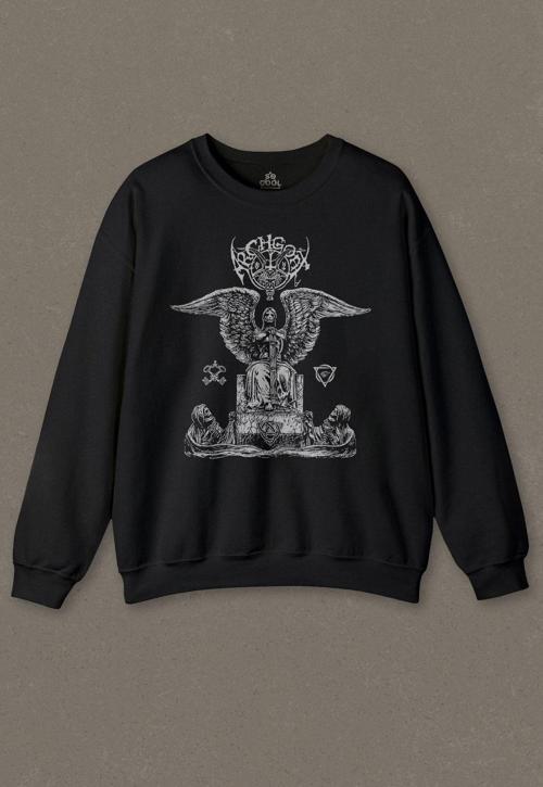 Unisex Siyah Sweatshirt Archgoat Heavy Metal Guitar Gitar Rock Baskılı Sweat