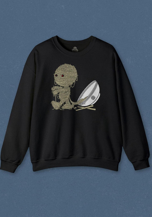 Unisex Sweatshirt Noodle Mummy Mumya Totem Komik Baskılı Sweat