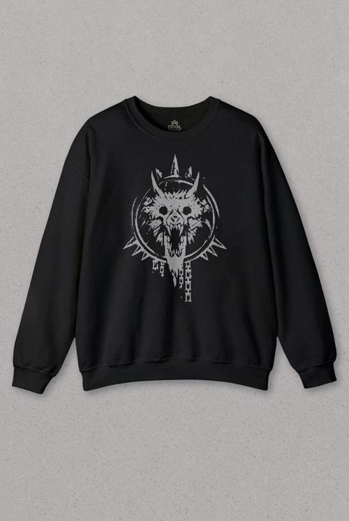 Unisex Sweatshirt Viking Fenrir Wolf Head Vikings Kurt Kafa Baskılı Sweat