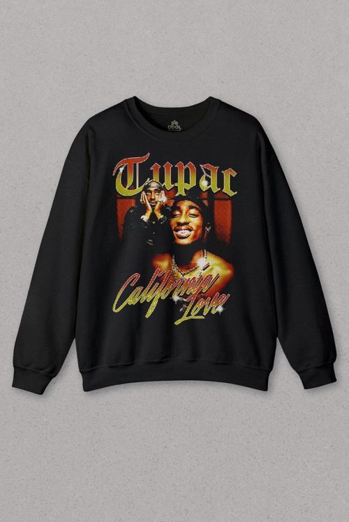 Unisex Sweatshirt Tupac 2Pac Shakur Rap Music West Coast 90S Rap Baskılı Sweat