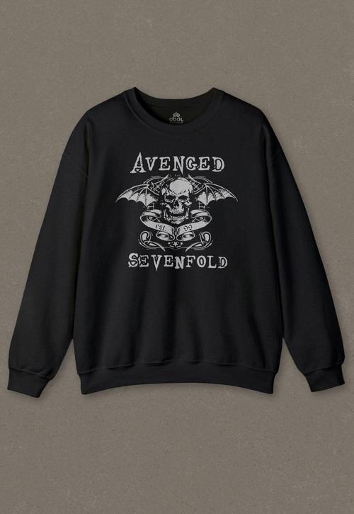 Siyah Unisex Sweatshirt Avenged Sevenfold 7Ax Matt Shadows Metal Rock Baskılı Sweat