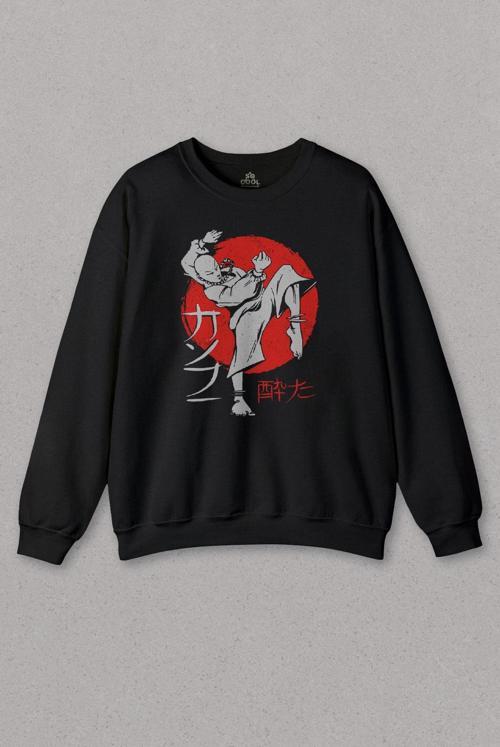 Unisex Sweatshirt Kung Fu Uzak Doğu Spor Japonca Japanese Baskılı Sweat