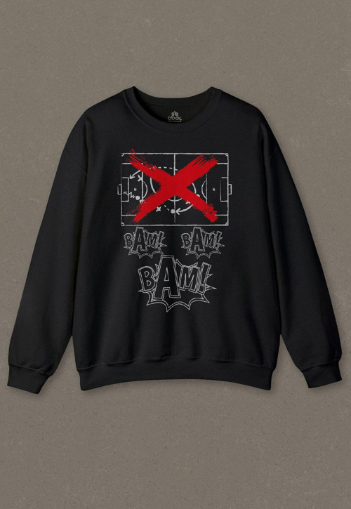 Siyah Unisex Sweatshirt Bam Bam Bam Taktik Maktik Yok Futbol Maç Spor Baskılı Sweat