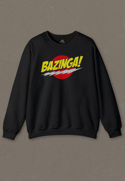 Siyah Unisex Sweatshirt Bazinga Şaka The Big Bang Theory Sheldon Funny Baskılı Sweat