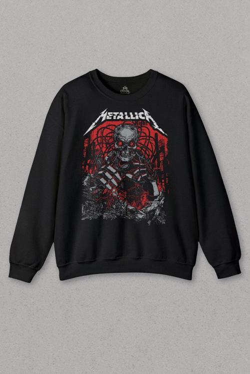 Unisex Sweatshirt Metallica Rock Music Metal Skull Kuru Kafa James Lars Kırk Robert Baskılı Sweat