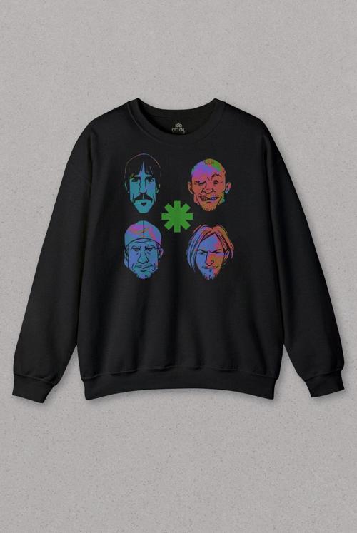 Unisex Sweatshirt Rhcp Red Hot Chilli Peppers Faces Çizim Yüz Logo Flea Baskılı Sweat