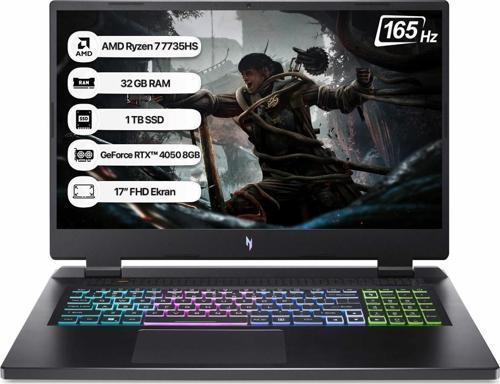 Nitro 17 NH.QL1EY.003-32 Ryzen 7-7735HS 32GB 1TB SSD RTX4050-8GB 17.3"FHD 165Hz Linux Taşınabilir Bilgisayar