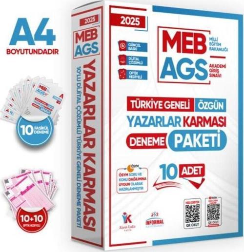 2025 MEB-AGS Yazarlar Karması 10 Adet 80 Soruluk Çözümlü Deneme Türkiye Geneli KURUMSAL Paket