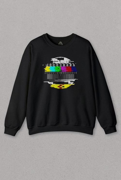 Unisex Sweatshirt No Signal Teletex Nostalji Tv Tele Tex Baskılı Sweat