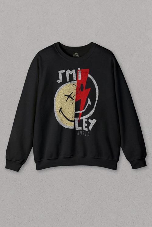 Unisex Sweatshirt Smile World Urban Street Culture Gülen Surat Baskılı Sweat