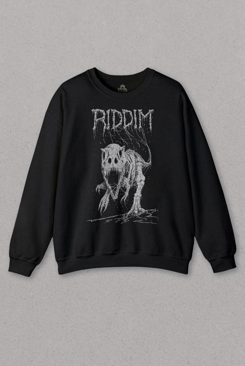 Unisex Sweatshirt Riddim Dinazor T-Rex Metal Rock Dinosaurs Gothic Baskılı Sweat