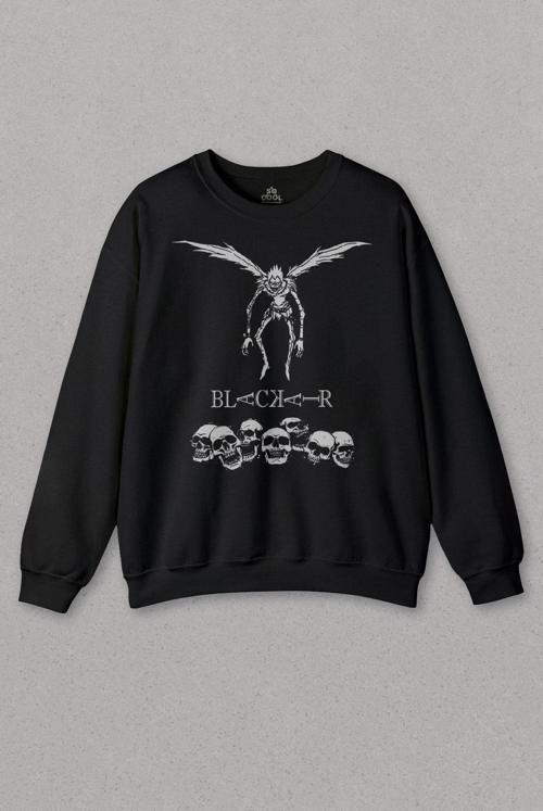Unisex Sweatshirt Japon Death Note Black Air Hip Hop Baskılı Sweat