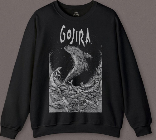 Gojira Balıklar Köpek Balığı Music Baskılı Sweatshirt