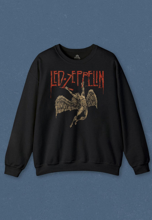 Unisex Sweatshirt Led Zeppelin Falling Angel Rock Music Baskılı Sweat PSW01S-4122