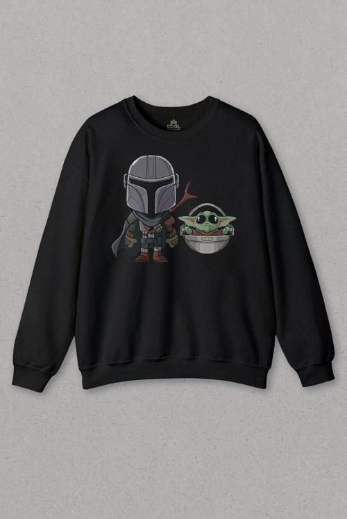 Unisex Sweatshirt Baby Yoda Mando Figür The Mandalorian Bebek Yoda Star Wars Baskılı Sweat