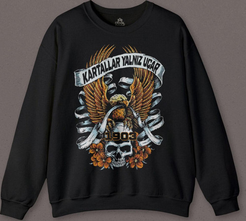 Kartal Kartallar Yalnız Uçar Baskılı Baskılı Sweatshirt
