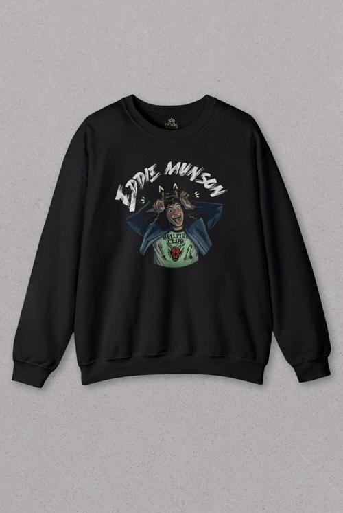 Unisex Sweatshirt Eddie Munson Stranger Things Sezon 4 Baskılı Sweat