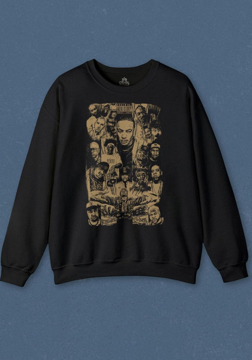 Unisex Sweatshirt Rap Masters Hip Hop Ustalar Dre 2Pac Eminem Biggie Snoop Dogg Baskılı Sweat