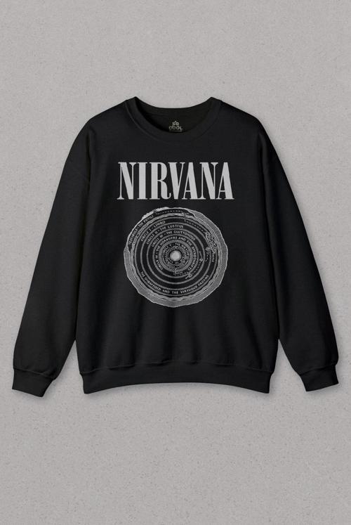 Unisex Sweatshirt Nirvana Bleach Albüms Rock Music Circle Plak Baskılı Sweat