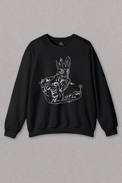 Unisex Sweatshirt I Am Groot İlkel Centilmen İnsan Baskılı Sweat