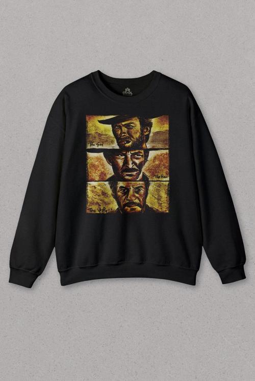 Unisex Sweatshirt İyi Kötü Çirkin Sinema Filmi The Good Bad Ugly Baskılı Sweat